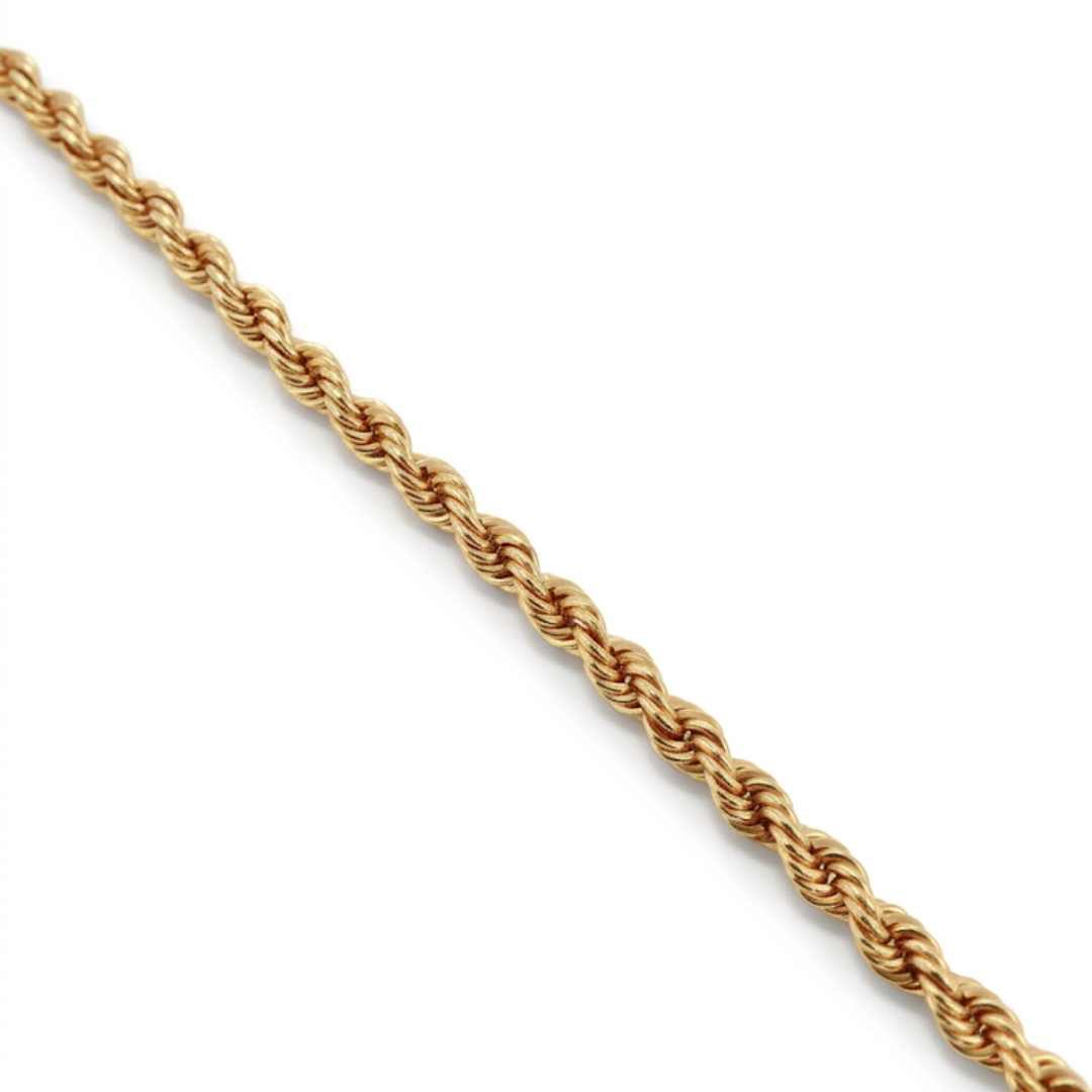 Comprar collar de Oro amarillo de 18kt con cadena de cordón salomónico. La cadena mide 60cm de largo y dispone de un cierre tipo mosquetón. Joyería Ian'Or. Envío GRATIS.