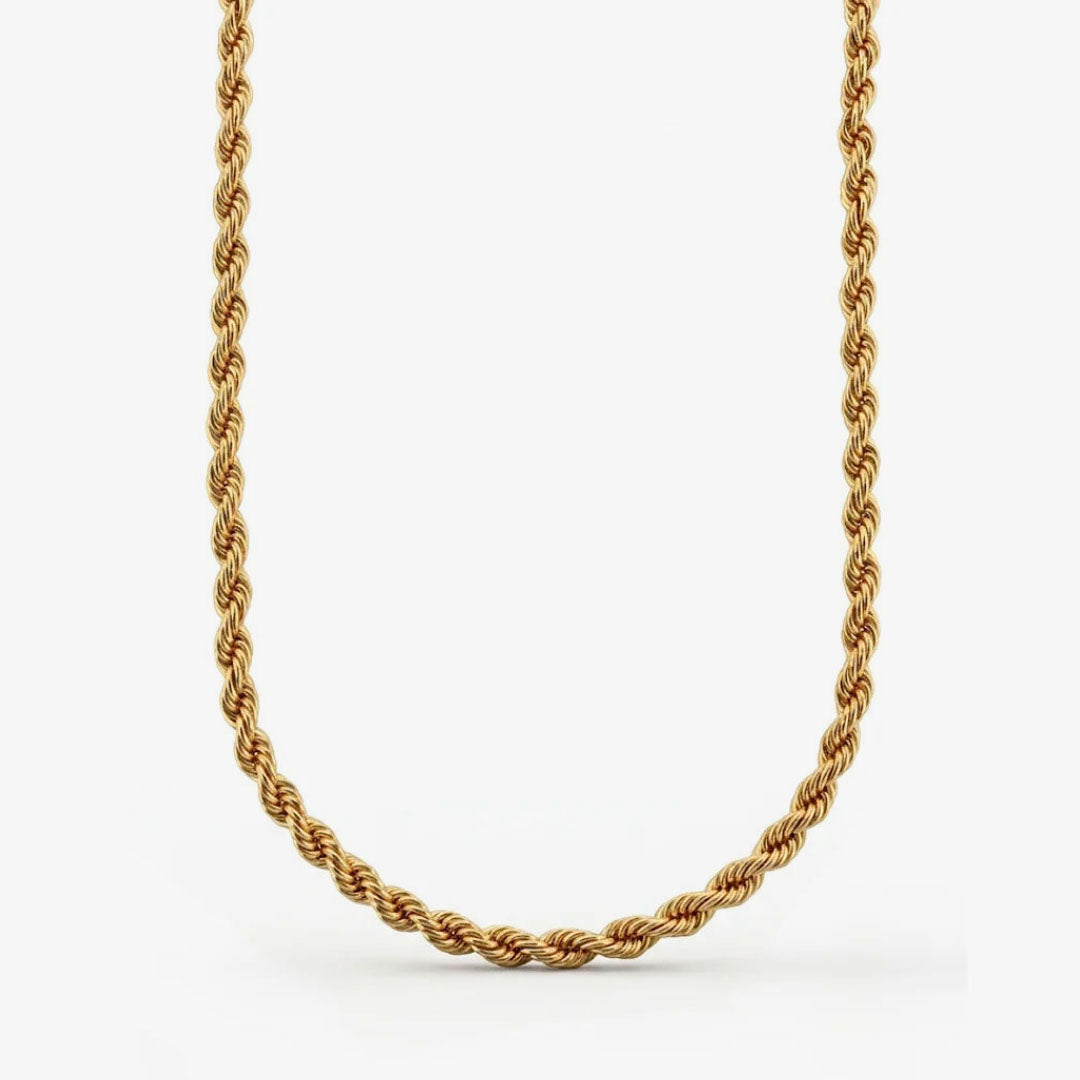 Comprar collar de Oro amarillo de 18kt con cadena de cordón salomónico. La cadena mide 60cm de largo y dispone de un cierre tipo mosquetón. Joyería Ian'Or. Envío GRATIS.