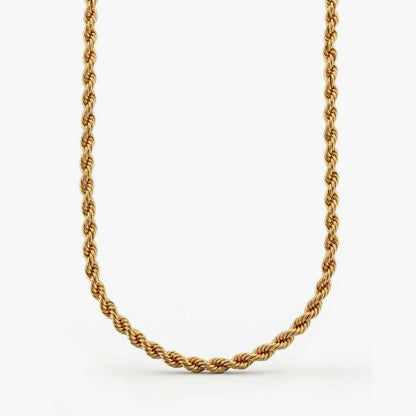 Comprar collar de Oro amarillo de 18kt con cadena de cordón salomónico. La cadena mide 60cm de largo y dispone de un cierre tipo mosquetón. Joyería Ian'Or. Envío GRATIS.
