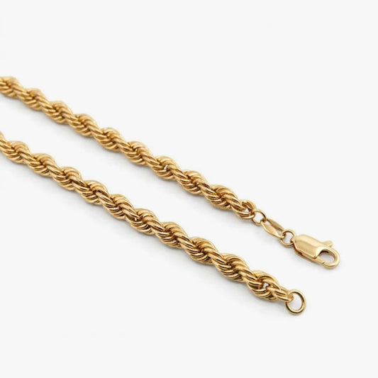 Comprar collar de Oro amarillo de 18kt con cadena de cordón salomónico. La cadena mide 60cm de largo y dispone de un cierre tipo mosquetón. Joyería Ian'Or. Envío GRATIS.