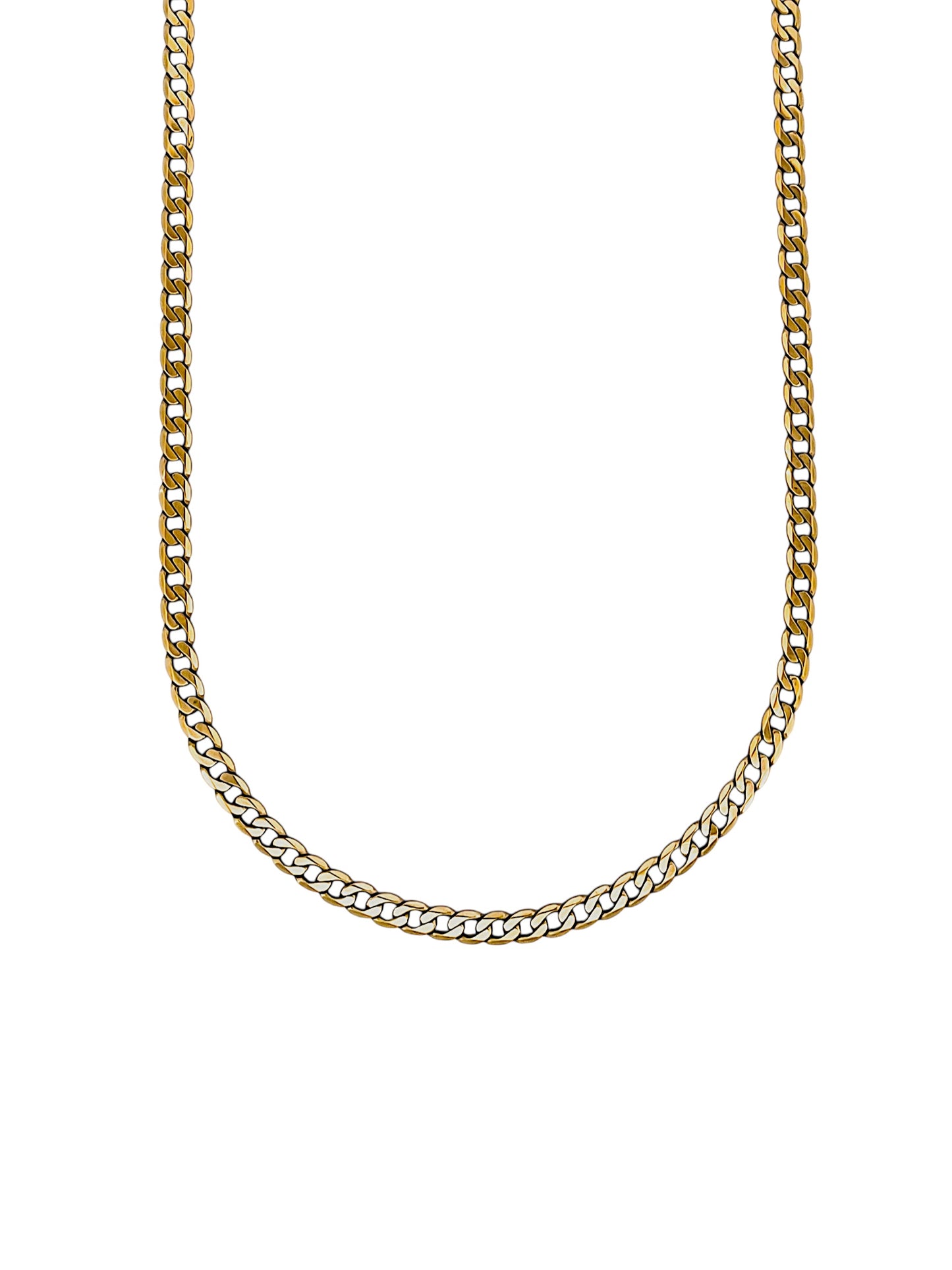 Comprar collar de oro amarillo de 18kt con cadena barbada tipo cubana de 60cm y cierre tipo mosquetón. Joya unisex. Joyería Ian'Or. Envío GRATIS.