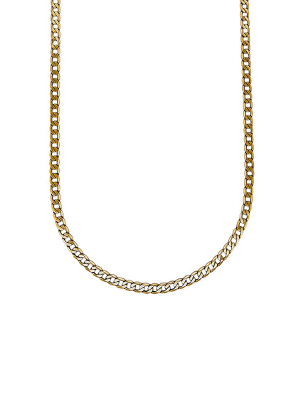 Comprar collar de oro amarillo de 18kt con cadena barbada tipo cubana de 60cm y cierre tipo mosquetón. Joya unisex. Joyería Ian'Or. Envío GRATIS.