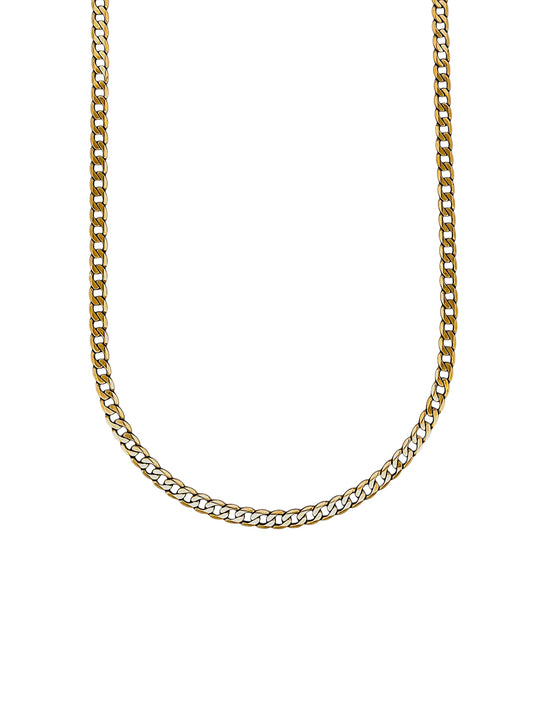 Comprar collar de oro amarillo de 18kt con cadena barbada tipo cubana de 60cm y cierre tipo mosquetón. Joya unisex. Joyería Ian'Or. Envío GRATIS.