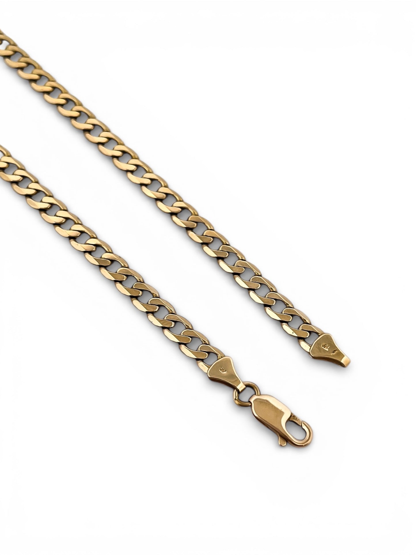 Comprar collar de oro amarillo de 18kt con cadena barbada tipo cubana de 60cm y cierre tipo mosquetón. Joya unisex. Joyería Ian'Or. Envío GRATIS.