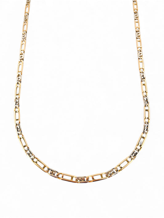 Comprar collar con cadena alterna bicolor y cierre tipo mosquetón. Joya unisex. Joyas acondicionadas. Envío GRATIS. Ian'Or.