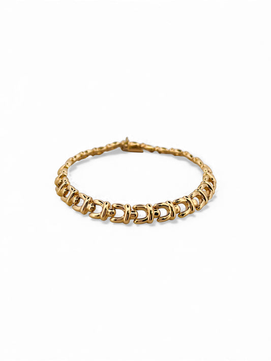 Comprar pulsera realizada en oro amarillo de 18kt con eslabones y cierre con brazo de seguridad. Cadenas de oro 18kt baratas al mejor precio.