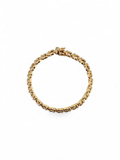 Comprar pulsera realizada en oro amarillo de 18kt con eslabones y cierre con brazo de seguridad. Cadenas de oro 18kt baratas al mejor precio.