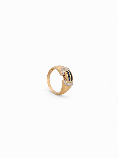 Comprar anillo realizado en oro blanco de 18kt con diamantes y zafiros. Joyas de segunda mano en Barcelona. Joyería Ian'Or. Envío gratis.