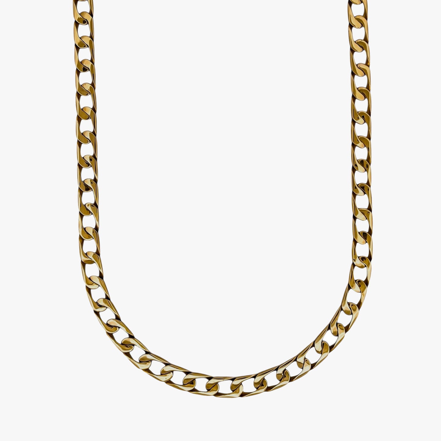 Comprar collar con cadena barbada con eslabón plano realizado en oro amarillo de 18kt con cierre cajón con brazo de seguridad. Envío gratuito pieza certificada