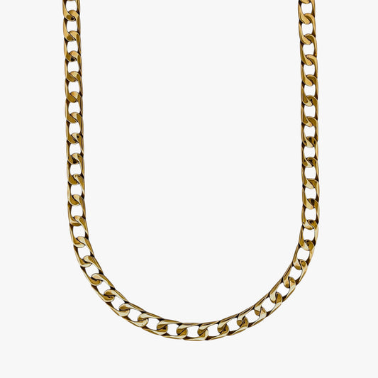 Comprar collar con cadena barbada con eslabón plano realizado en oro amarillo de 18kt con cierre cajón con brazo de seguridad. Envío gratuito pieza certificada