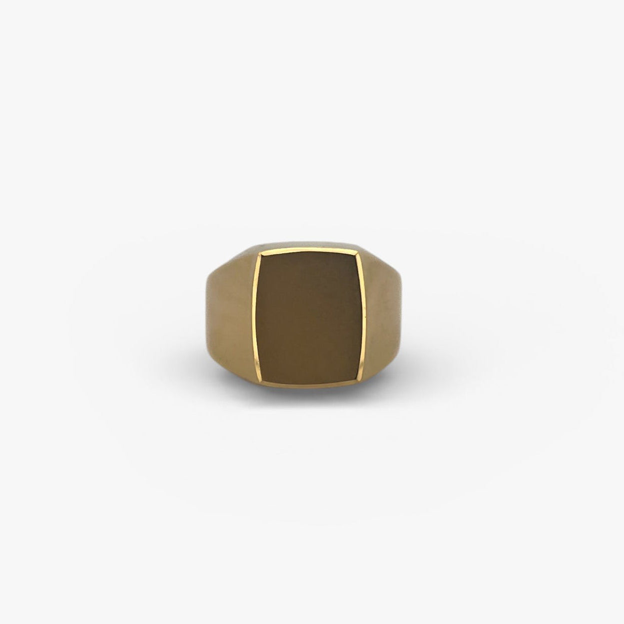 Comprar anillo tipo sello de oro amarillo de 18kt con frontal mate. Joyas de segunda mano y restauradas. Sellos de hombre  de oro 18kt baratos.