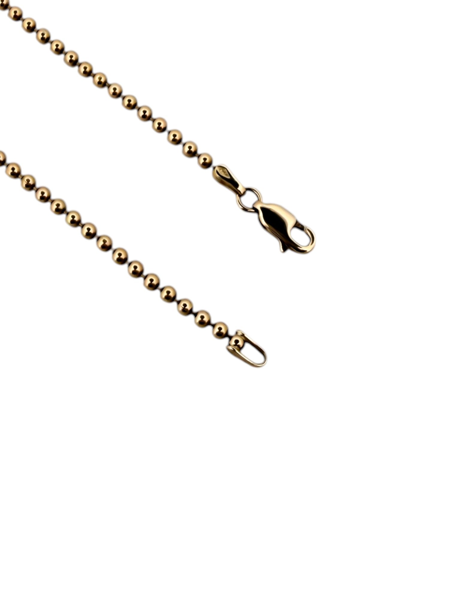 Comprar collar con cadena de bolas en oro amarillo de 18kt y cierre tipo mosquetón. Joya unisex. Envío GRATIS. Joyería Ian'Or.