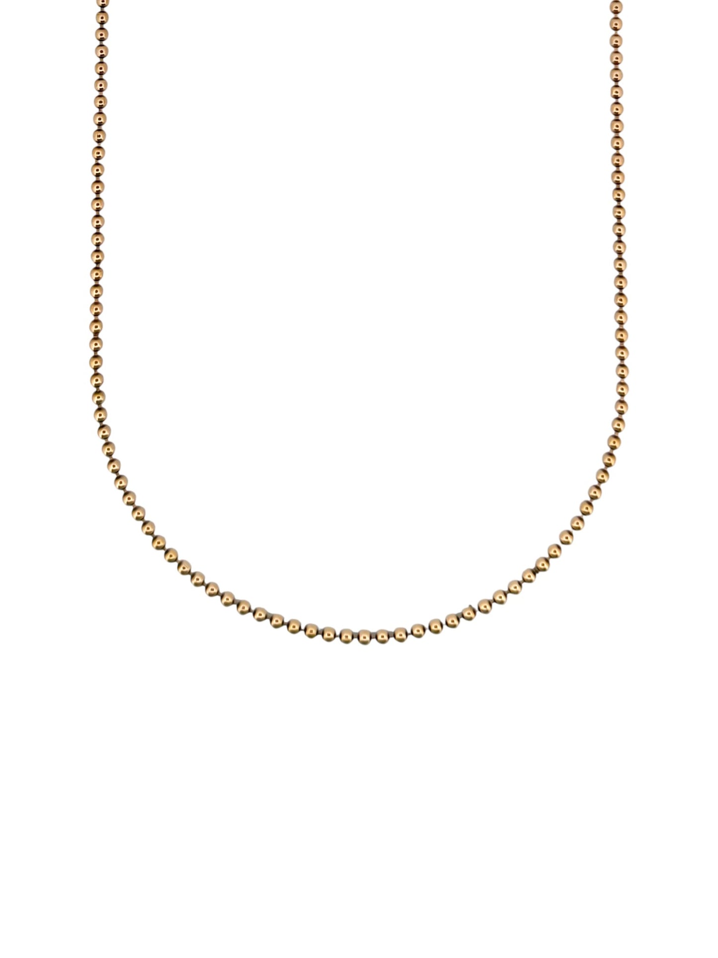 Comprar collar con cadena de bolas en oro amarillo de 18kt y cierre tipo mosquetón. Joya unisex. Envío GRATIS. Joyería Ian'Or.