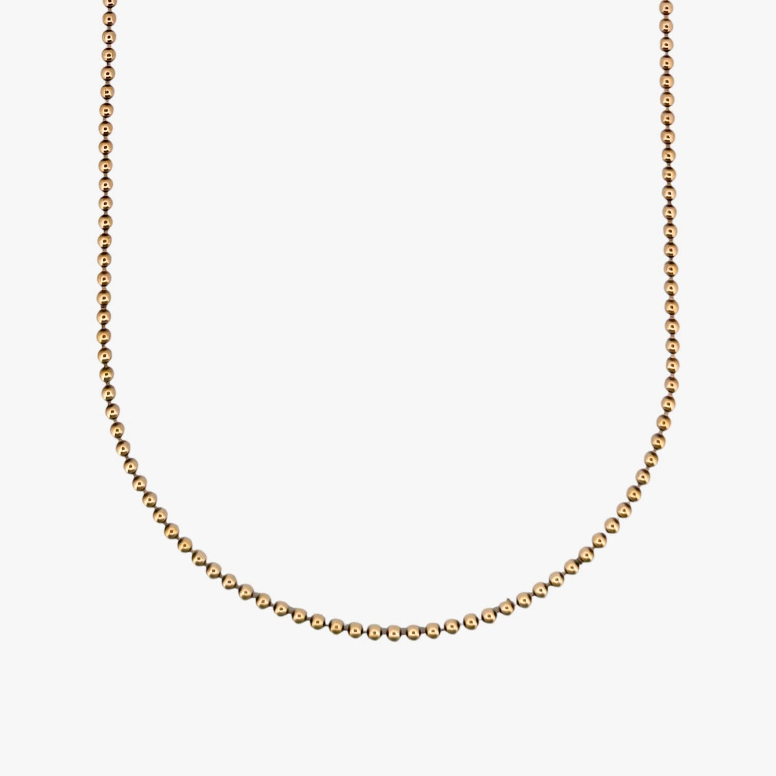 Comprar collar con cadena de bolas en oro amarillo de 18kt y cierre tipo mosquetón. Joya unisex. Envío GRATIS. Joyería Ian'Or.