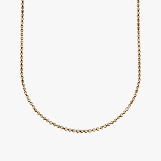 Comprar collar con cadena de bolas en oro amarillo de 18kt y cierre tipo mosquetón. Joya unisex. Envío GRATIS. Joyería Ian'Or.