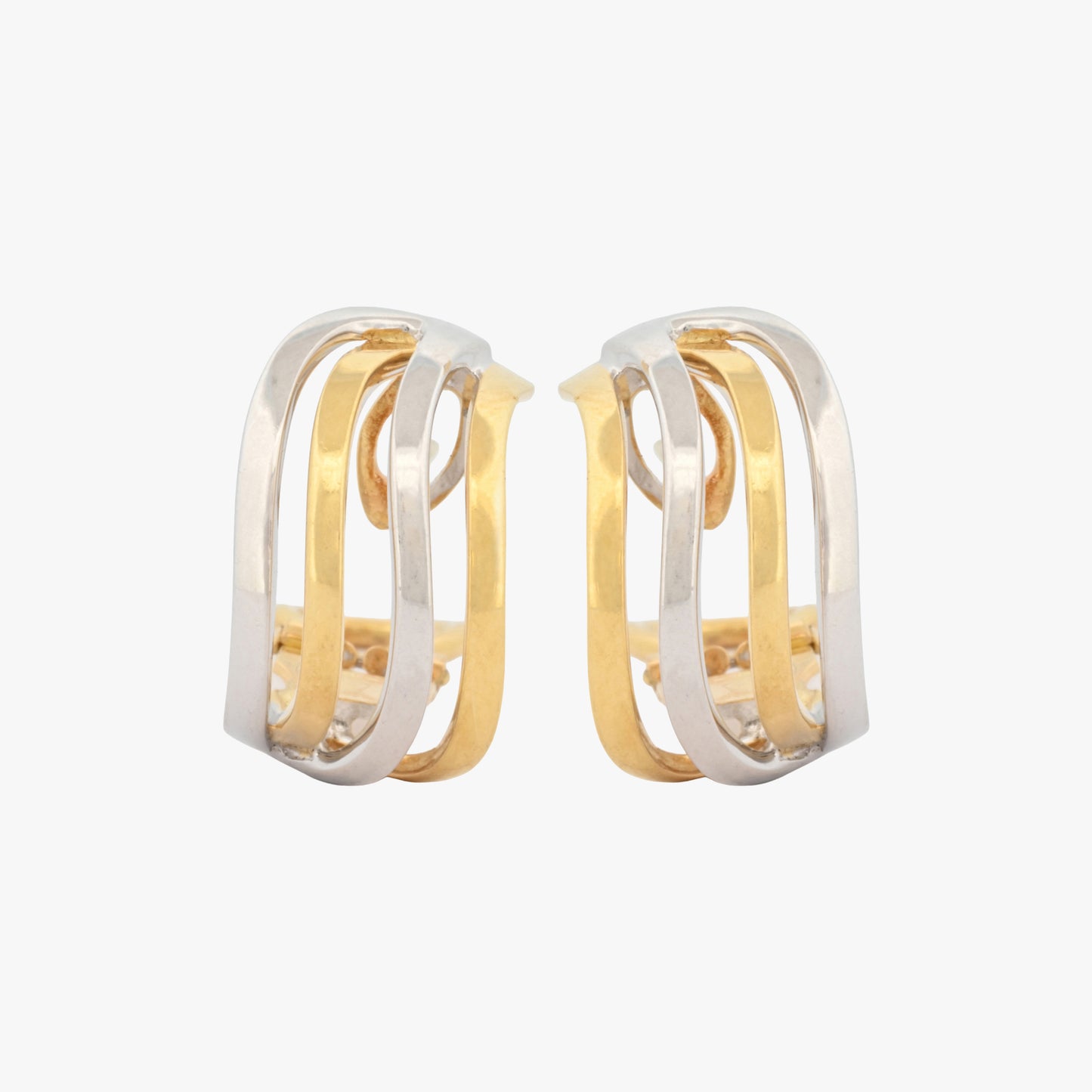 Pendientes bicolor en oro blanco y amarillo 18kt - 19371P