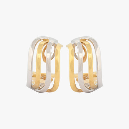 Pendientes bicolor en oro blanco y amarillo 18kt - 19371P