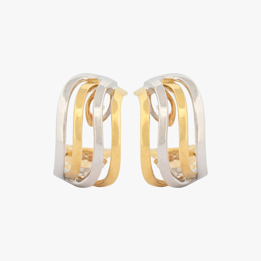 Pendientes bicolor en oro blanco y amarillo 18kt - 19371P