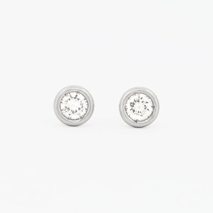 Pendientes dormilonas oro blanco 18kt y diamantes - 19374P