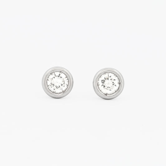 Pendientes dormilonas oro blanco 18kt y diamantes - 19374P