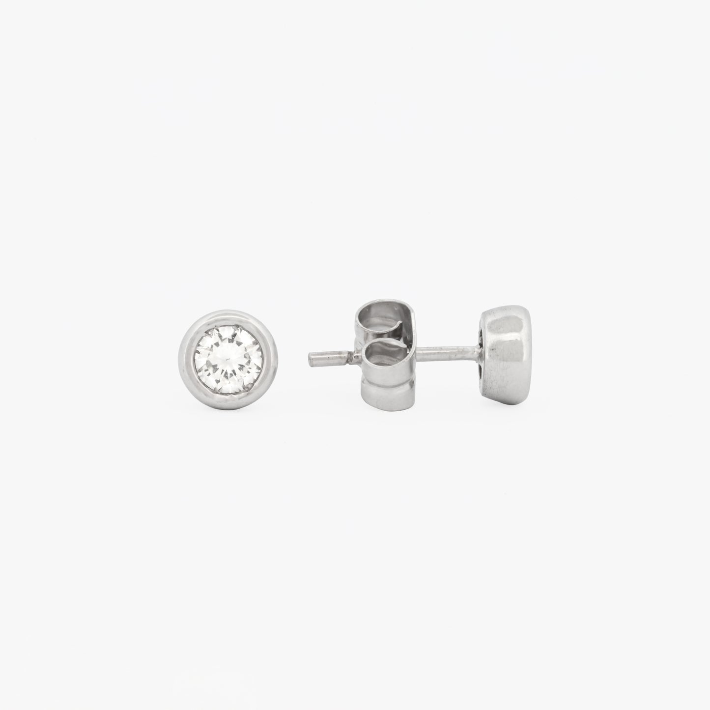 Pendientes dormilonas oro blanco 18kt y diamantes - 19374P