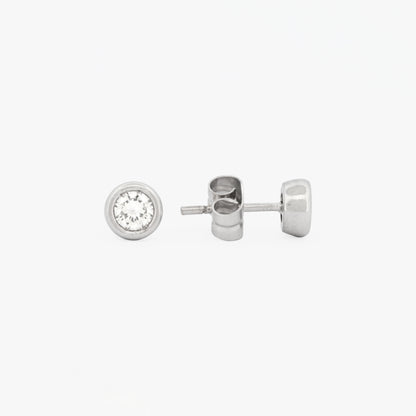 Pendientes dormilonas oro blanco 18kt y diamantes - 19374P