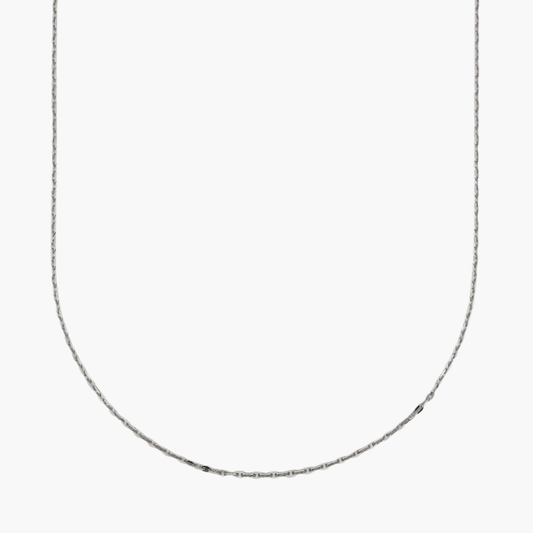 Comprar collar con cadena de grano cafe en oro blanco de 18kt y cierre tipo mosqueton. Joya unisex. Envío GRATIS. Joyería Ian'Or.