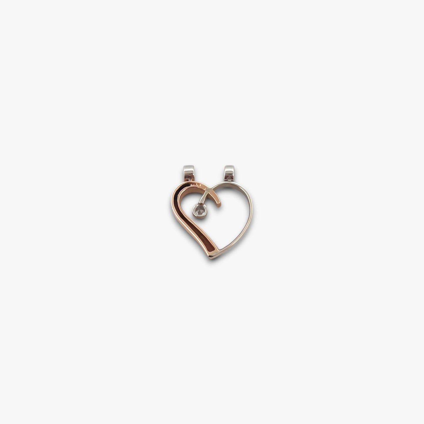 Comprar Colgante corazon con diamante realizado en oro amarillo y oro rosa de 18kt. oro al mejor precio oro barato corazon diamante brillante plateado envio gratis
