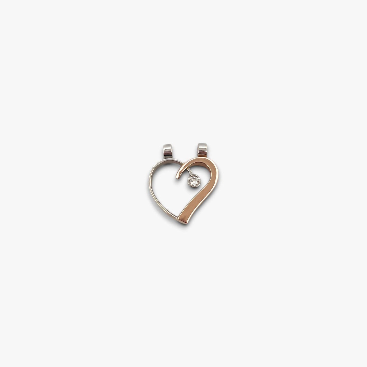 Comprar Colgante corazon con diamante realizado en oro amarillo y oro rosa de 18kt. oro al mejor precio oro barato corazon diamante brillante plateado envio gratis