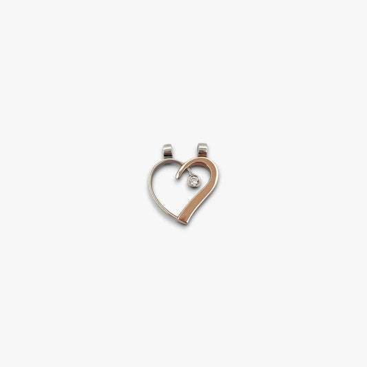 Comprar Colgante corazon con diamante realizado en oro amarillo y oro rosa de 18kt. oro al mejor precio oro barato corazon diamante brillante plateado envio gratis