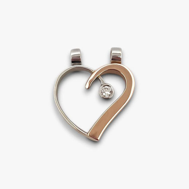 Comprar Colgante corazon con diamante realizado en oro amarillo y oro rosa de 18kt. oro al mejor precio oro barato corazon diamante brillante plateado envio gratis