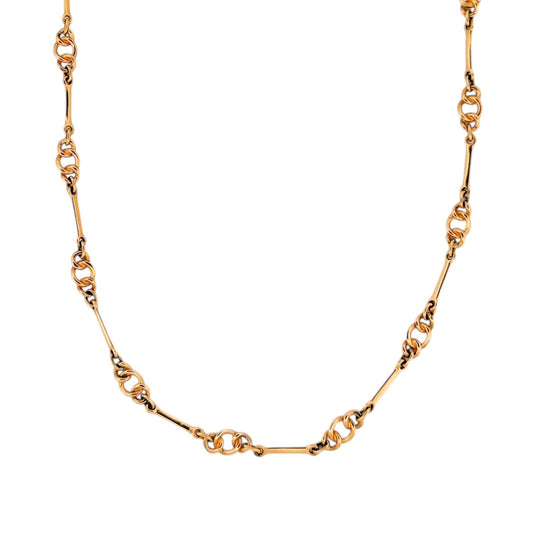 Comprar collar de oro amarillo de 18kt con cadena de eslabones combinados con barra. La cadena mide 45,3cm de largo y dispone de un cierre de cajón. Ian'or.