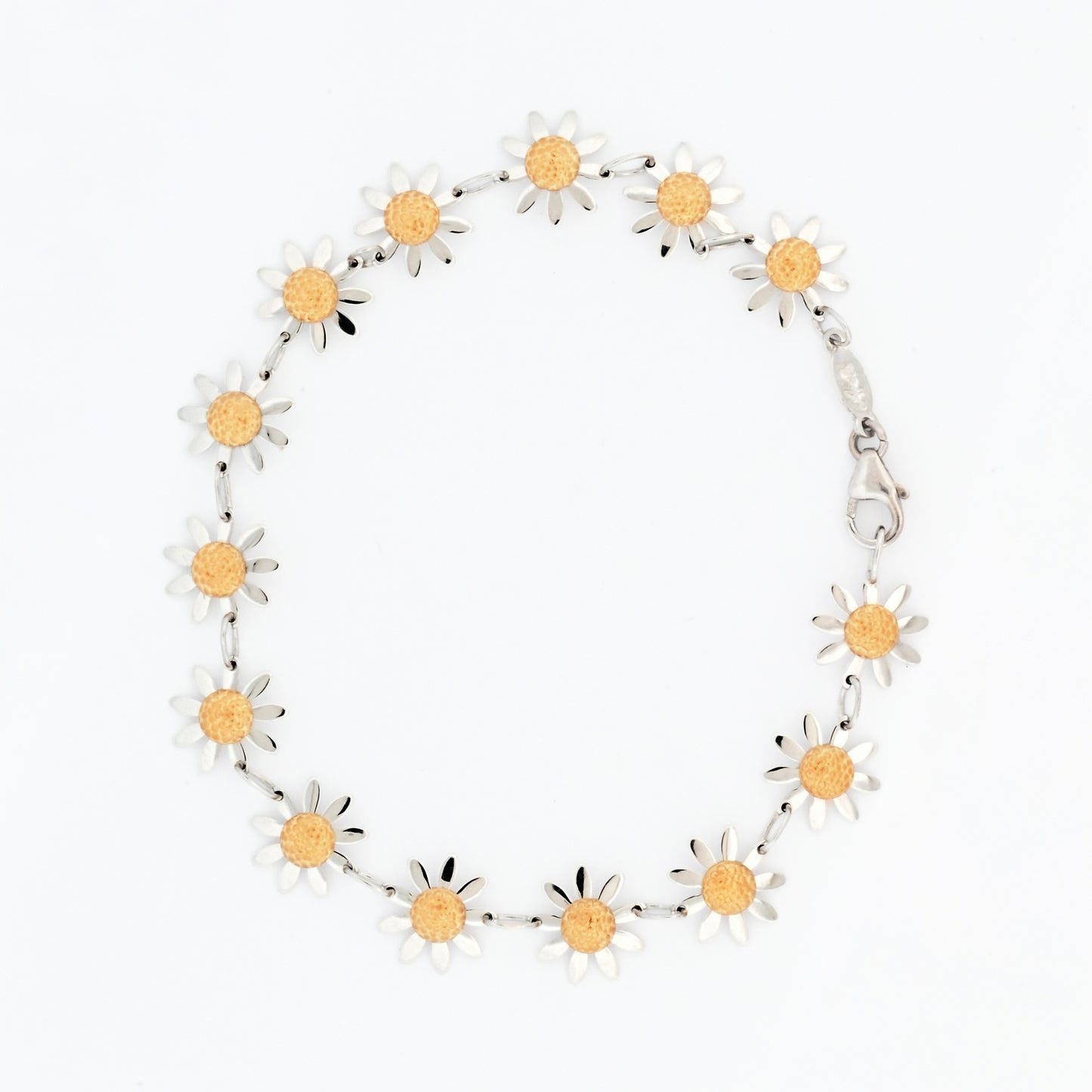 Pulsera oro blanco y oro amarillo 18kt flores - 19799P