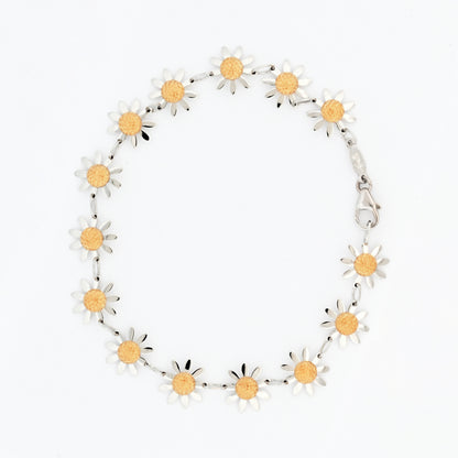 Pulsera oro blanco y oro amarillo 18kt flores - 19799P