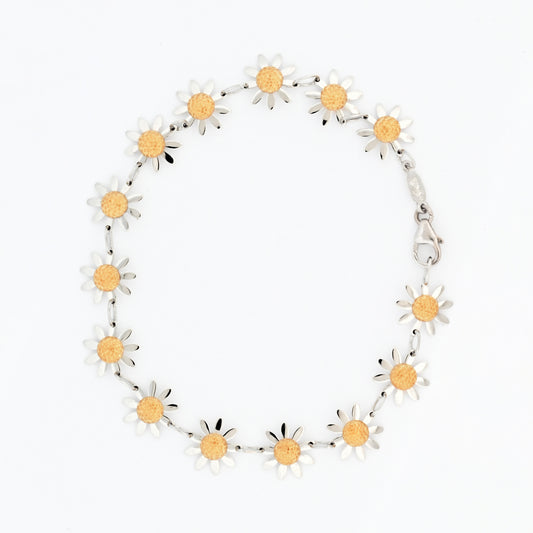 Pulsera oro blanco y oro amarillo 18kt flores - 19799P