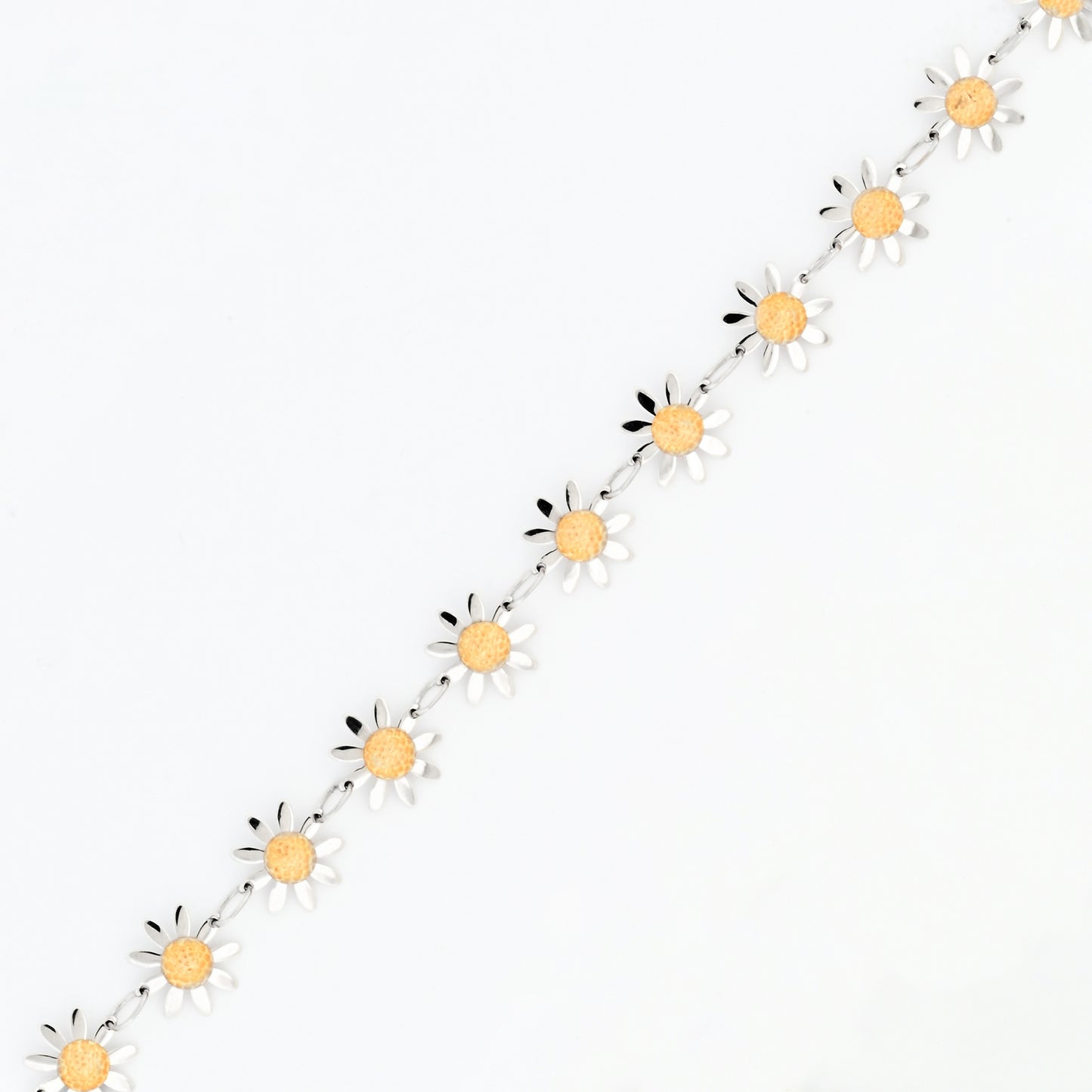 Pulsera oro blanco y oro amarillo 18kt flores - 19799P