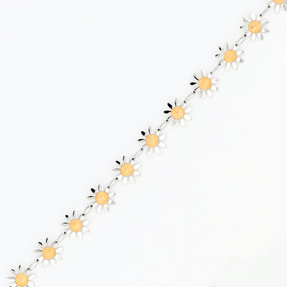 Pulsera oro blanco y oro amarillo 18kt flores - 19799P