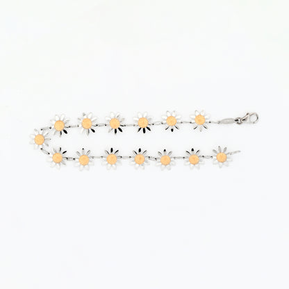 Pulsera oro blanco y oro amarillo 18kt flores - 19799P