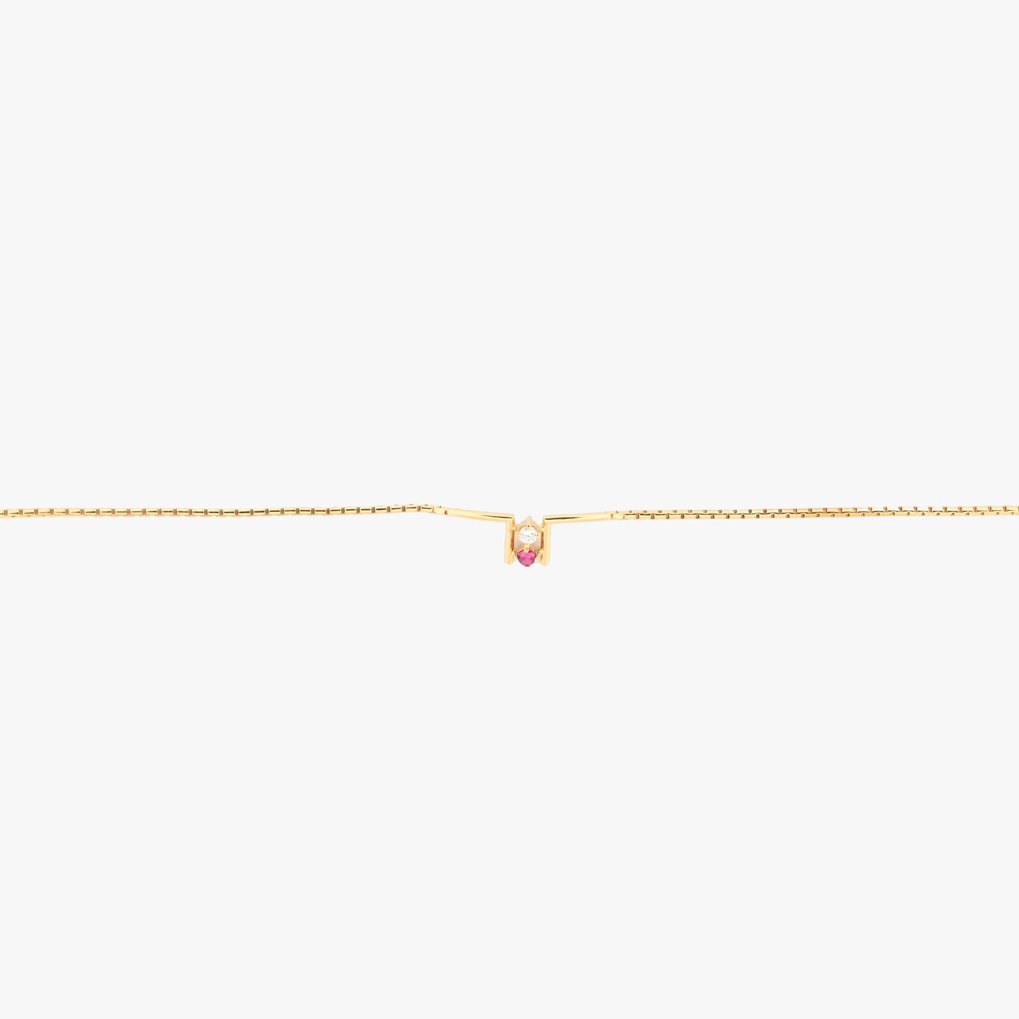 Comprar pulsera de oro amarillo de 18kt con 1 diamante y 1 rubí. Joyería Compro Oro Barcelona. Joyas de segunda mano. Envío gratis.