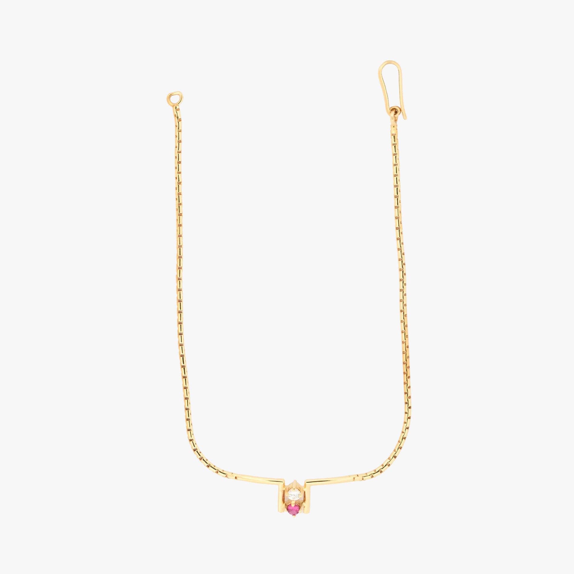 Comprar pulsera de oro amarillo de 18kt con 1 diamante y 1 rubí. Joyería Compro Oro Barcelona. Joyas de segunda mano. Envío gratis.