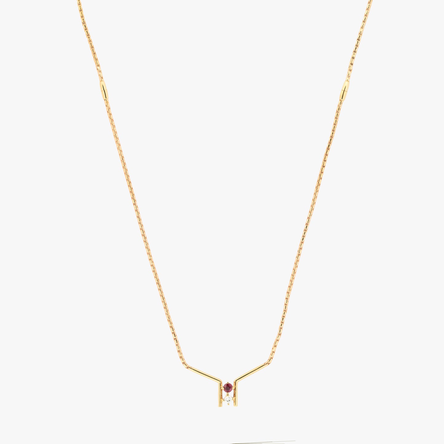 Collar oro amarillo 18kt, diamante y rubí - 42,5cm - 19839P