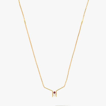 Collar oro amarillo 18kt, diamante y rubí - 42,5cm - 19839P