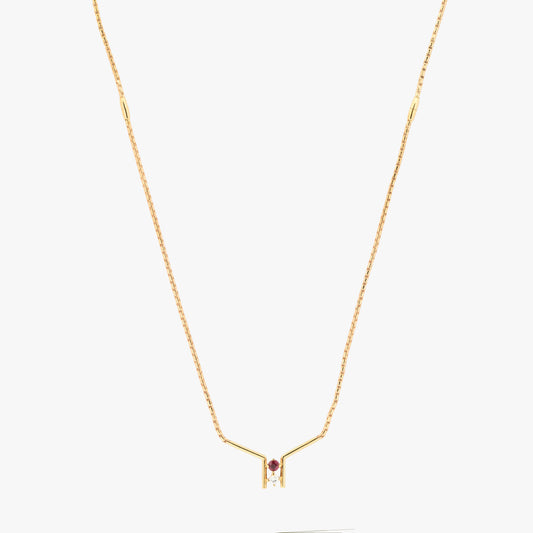 Collar oro amarillo 18kt, diamante y rubí - 42,5cm - 19839P