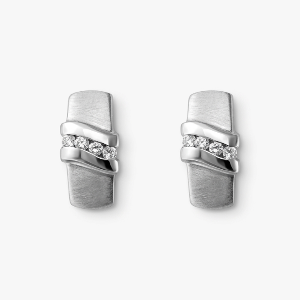 Pendientes mate oro blanco 18kt y diamantes - 19878C