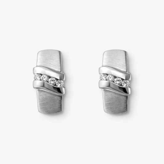 Pendientes mate oro blanco 18kt y diamantes - 19878C