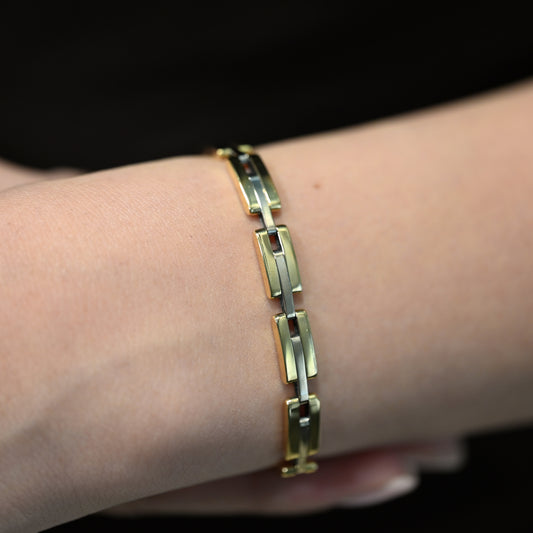 Comprar pulsera de oro Amarillo de 18kt con eslabones. Joyería Compro Oro Barcelona. Joyas de segunda mano. Envío gratis.