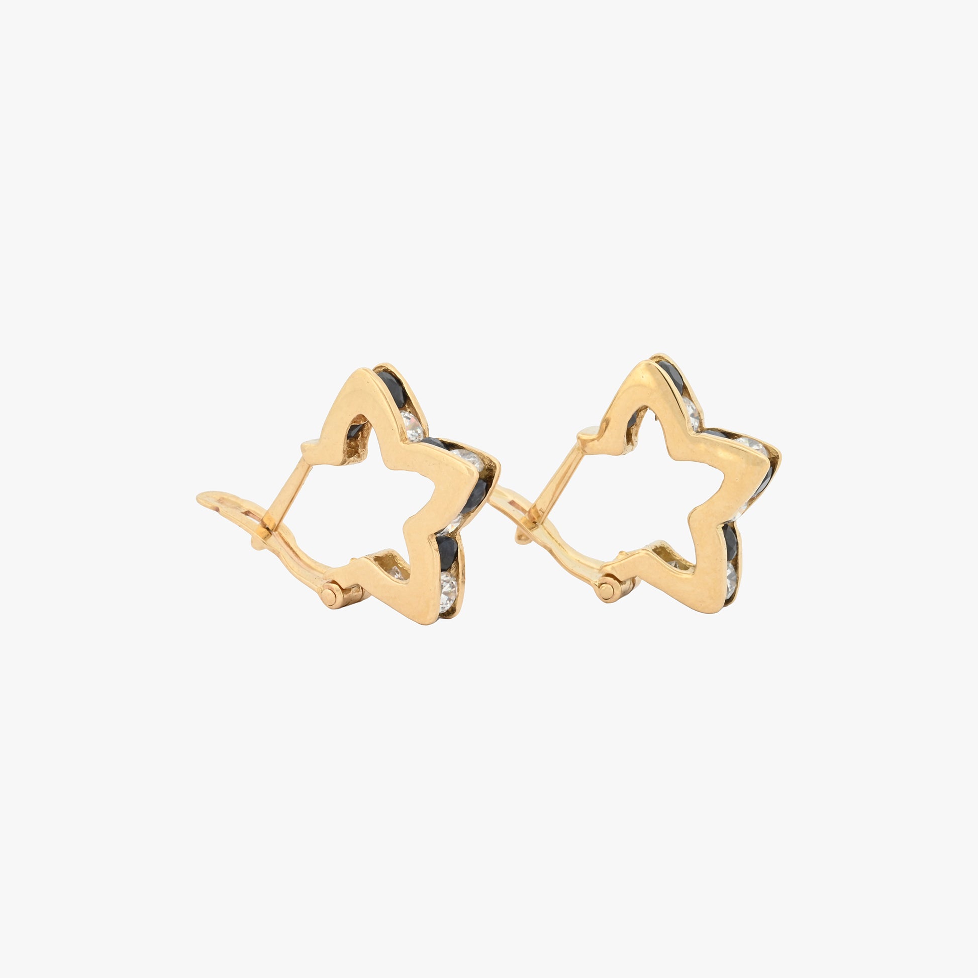 Comprar pendientes de oro de 18kt rinden homenaje al brillo eterno del cielo nocturno y a la guía de las estrellas. Cierre catalán. Joyas restauradas. Ian'Or.