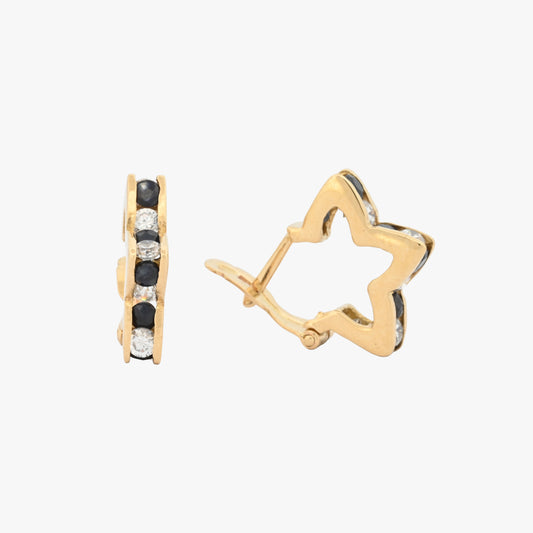 Comprar pendientes de oro de 18kt rinden homenaje al brillo eterno del cielo nocturno y a la guía de las estrellas. Cierre catalán. Joyas restauradas. Ian'Or.