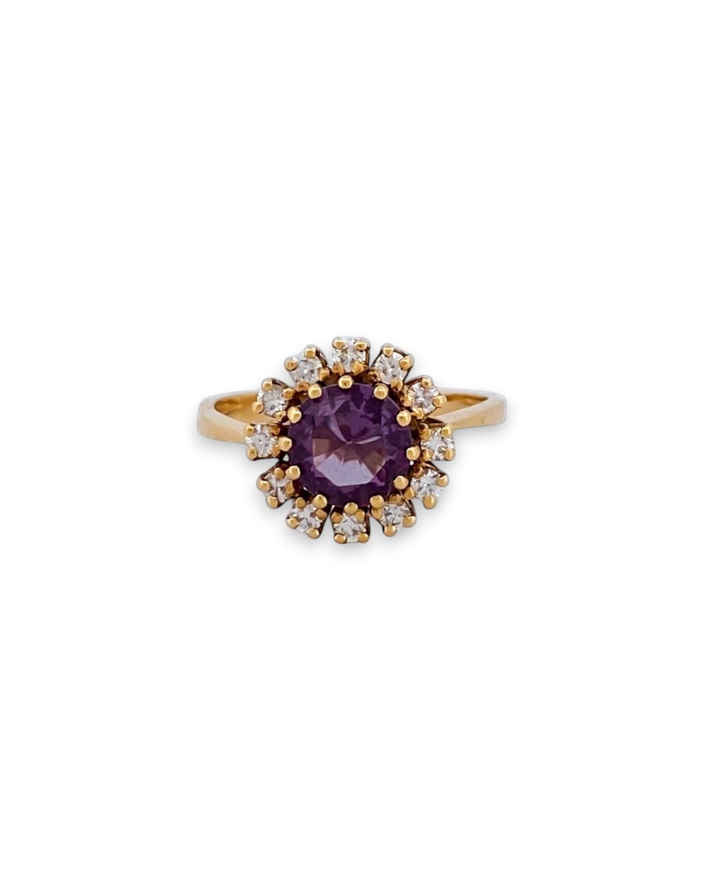 20043GV - Sortija oro amarillo 18kt con rosetón diamantes y amatista