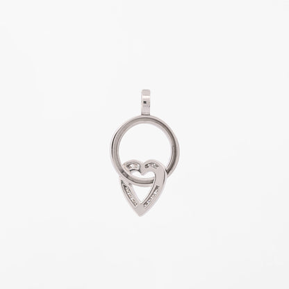 Colgante de aro calado con el nombre grabado de la firma Antonelli de oro blanco de 18kt con un motivo entrelazado de corazón. Pieza certificada y envio gratis